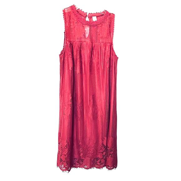 NO BOUNDARIES SLEEVELESS MIDI DRESS, GIRLS, L (11-13) PINK EMBROIDERING & LACE - Picture 1 of 11